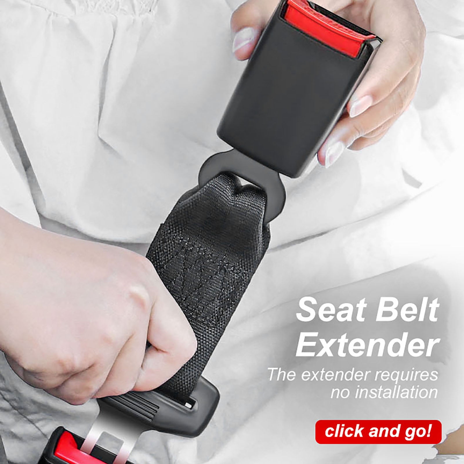 Seat Belt Extender, 2pcs Original Car Buckle Extender (7/8" Tongue Width) Accessories for Cars, Easy to Install, Buckle Up and Drive-In Comfort