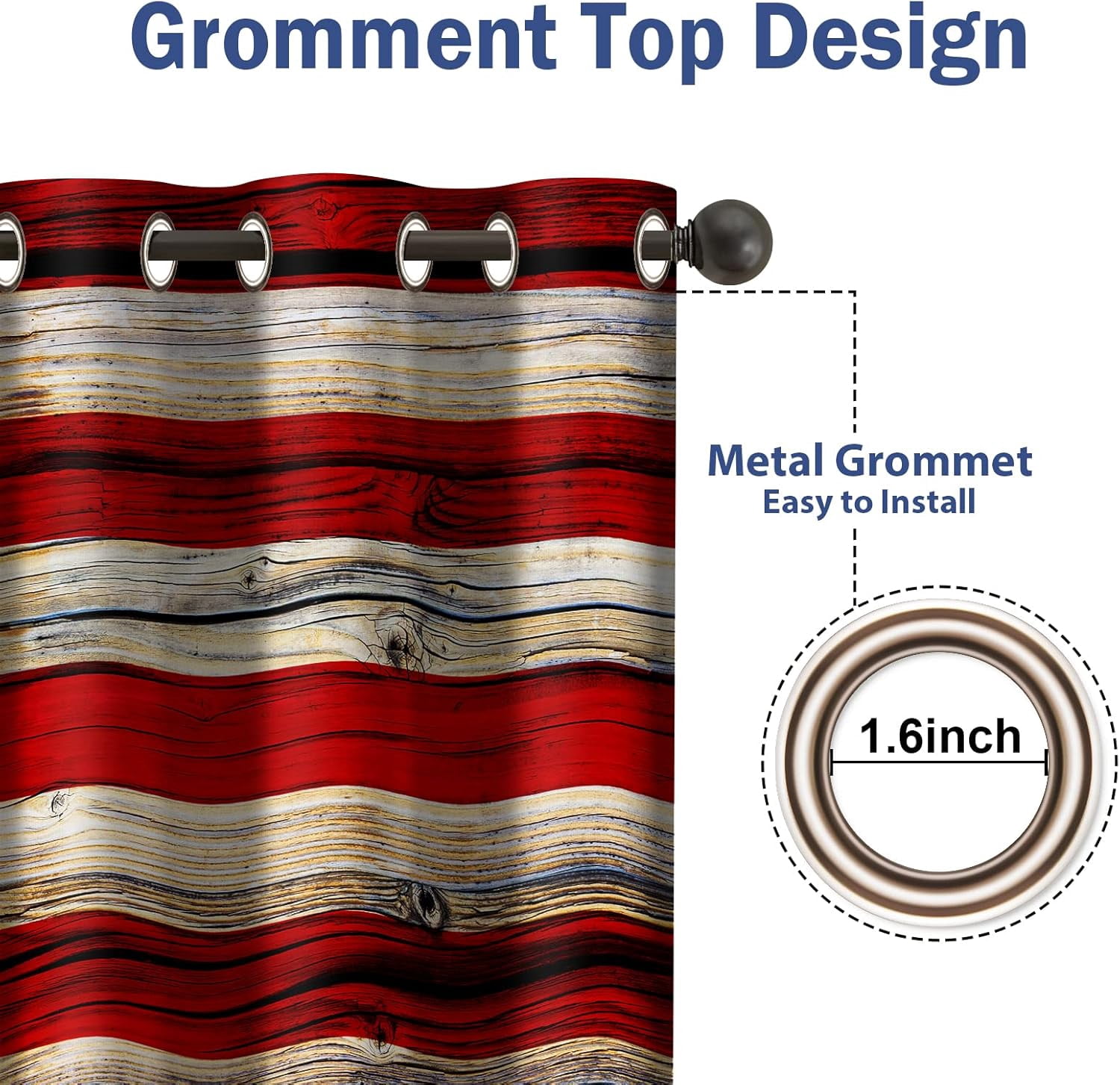 American Flag Blackout Curtains United States Flag Independence Day Patriotic Decor for Home Bedroom Living Room Grommet Window Drapes 2 Panel Set, 52"x63"