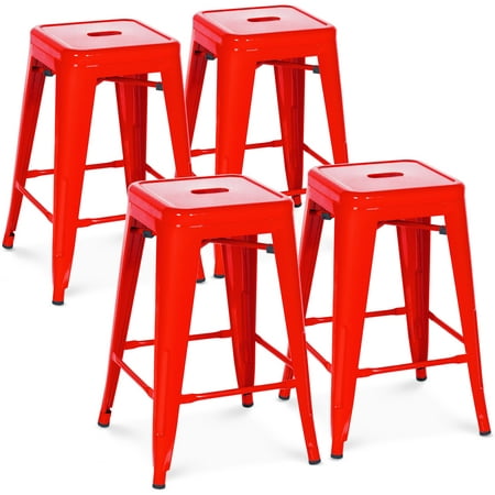 Best Choice Products 24in Indoor Outdoor Stackable Backless Counter Bar Stools,