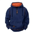 thumbnail image 5 of Boys Hoodies Youth Long Sleeve Athletic Sweatshirt Kids Quarter Zip Hooded Pullover Fall Winter Casual Warm Tops With Pocket, 5 of 6