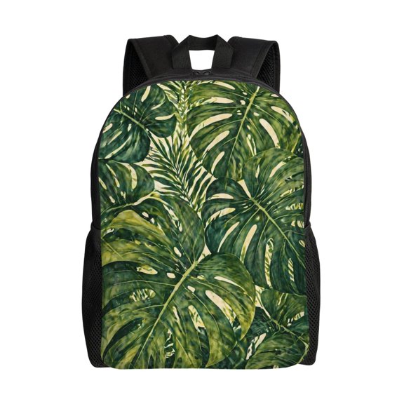 Tropical Monstera Leaf Backpack Full Front Print Travel Laptop Bag for Men and Women