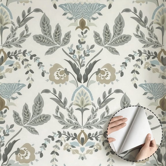 Boho Vintage Floral Print Wallpaper Peel and Stick Contact Paper Waterproof Removable Farmhouse Home Decor for Living Room Bedroom Bathroom Kitchen Cabinet Drawer Dorm Room 17.7 * 118 in