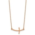 thumbnail image 2 of Auriga Fine Jewelry 14K Rose Gold Sideways Curved Twist Cross Necklace 19inch for Women, 2 of 4