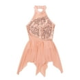 thumbnail image 3 of iiniim Kids Girls' Halter Sequined Lyrical Dance Tutu Dress Irregular Latin Ballet Dancewear, 3 of 7