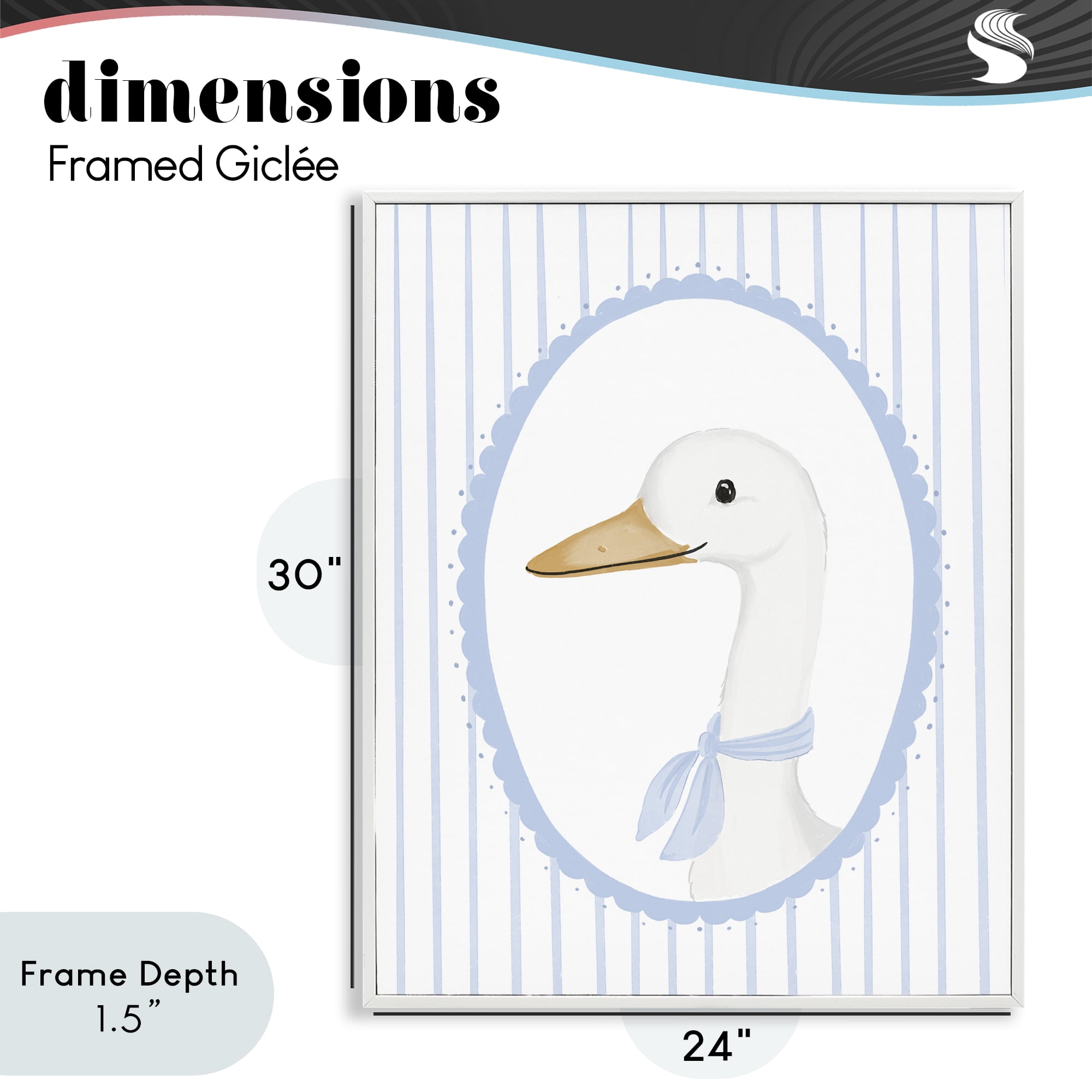 Stupell Industries Dainty Bordered Duck White Framed Giclee Art, design by Cherrywood Lane