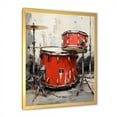thumbnail image 2 of Designart "Drum Beat Portrait in Red" Music Framed Wall Art - Vintage Red Music Entryway Framed Wall Art, 2 of 6
