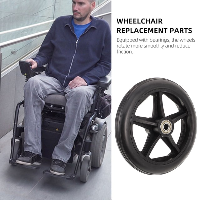 SKISUNO 2 Pcs Roue avant de Fauteuil Roulant Noire de Remplacement Robuste Lisse Silencieuse en Acier PVC
