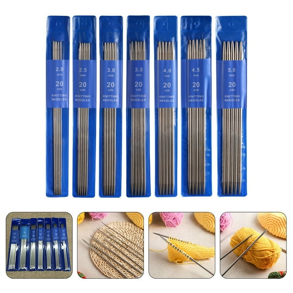 HAMPPLIES Double Pointed Knitting Needle Stainless Steel 35Pcs 12Set 9.1x3.9x1.2in