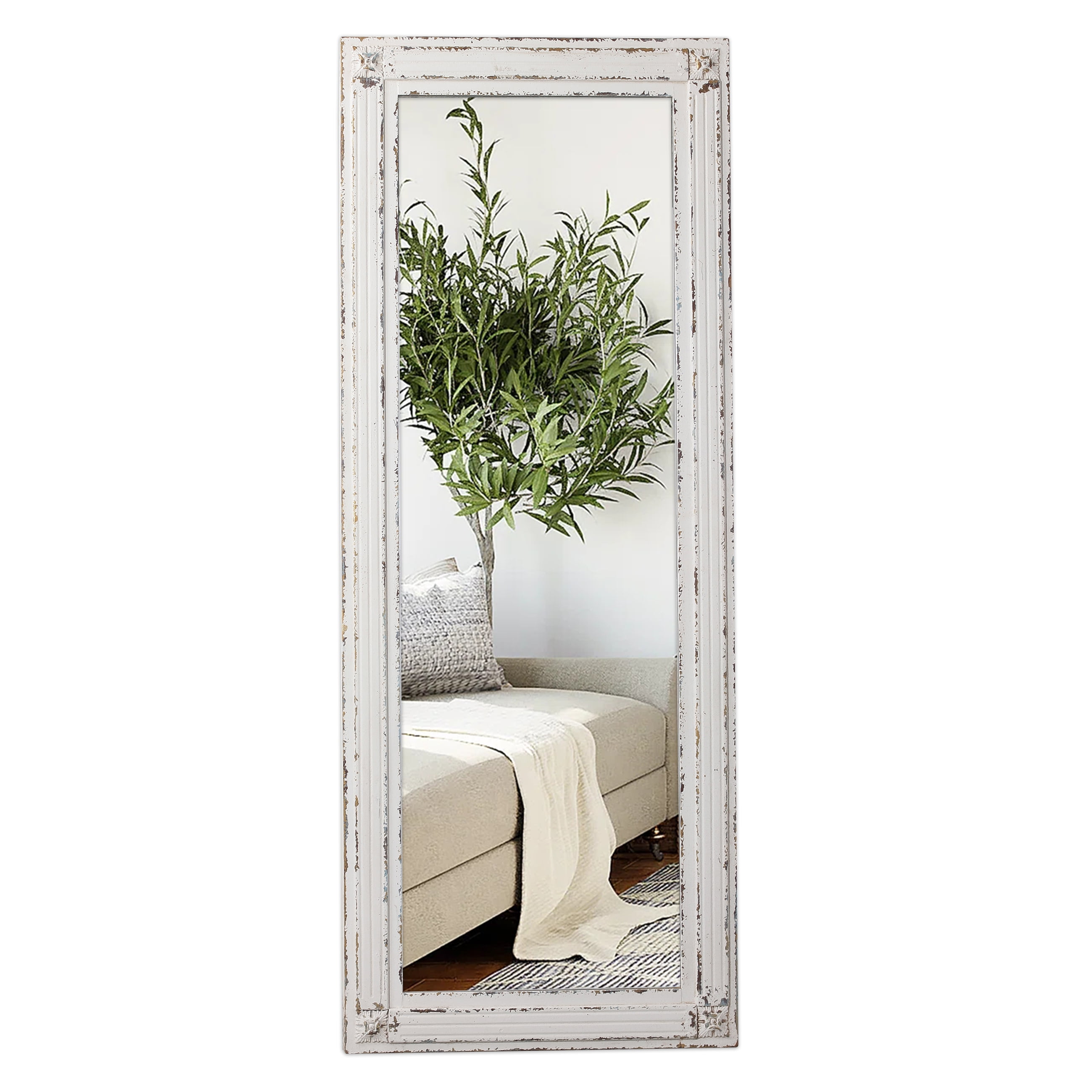 Sintosin Farmhouse Wooden Full Length Mirror Standing 60" x 24