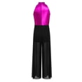 thumbnail image 4 of inlzdz Kids Girls Hip Hop Dance Outfits Retro 70s 80s Rock Disco Jumpsuit Flowy Mesh Overlay Pants Romper Hot Pink 10, 4 of 7