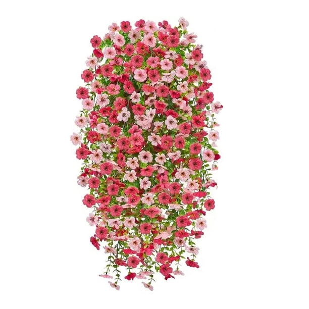 Decoración artificial de enredadera violeta, flor falsa realista de ratán para interior y exterior, jardín, porche, patio, colgante de pared, decoración de flores artificiales