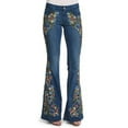 thumbnail image 2 of YUIVH Jeans For Women Trendy High Waisted Baggy Button Bell Embroidery Waist Jeans Destoryed Pants Bottom Denim Flare Pants Capris Ripped Skinny Cropped Pants, 2 of 7