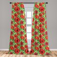 thumbnail image 4 of Ambesonne Floral Curtains, Red Poppies and Leaves Art, Pair of 28"x84", Dark Pink and Fern Green, 4 of 4