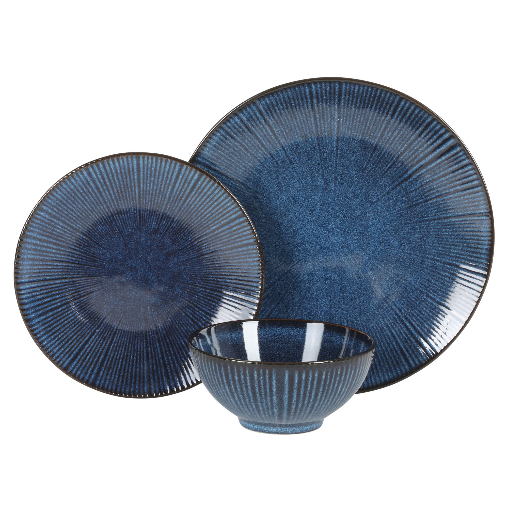 Gibson Elite Midnight Lune 12-Piece Cobalt Blue Stoneware Dinnerware Set