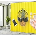 thumbnail image 4 of Ambesonne Yellow Shower Curtain, Pineapple Sunglasses Print, 69"Wx70"L, Burnt Sienna and Dark Orange, 4 of 4
