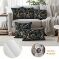 thumbnail image 5 of Pack of 2 Black Flowers Outdoor Pillow Covers Decorative, Waterproof Pillow Protector, Spring Floral Elegant Pastoral Vintage Throw Pillowcases Accent Cushion Cases for Patio Couch Sofa 26"x26", 5 of 8