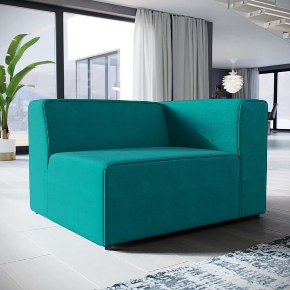Modway Mingle Modern Style Polyester Fabric Right-Facing Sofa Chair in Teal Blue