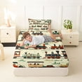 thumbnail image 4 of Castle Fairy Vintage Train Set Twin Sheet Sets 3pcs for Boys, Retro Carriage Art Bedding for Bedroom, Red Teal, 4 of 6
