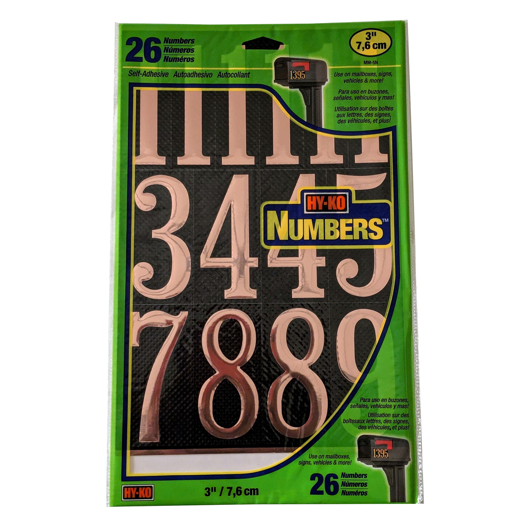 (5 pack) Hy-Ko 3-Inch Bold Gold & Black Self-Adhesive Vinyl Number Kit, 26 Pieces