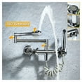 thumbnail image 2 of 2 Handle Kitchen Faucet Wall Mounted Pot Filler Folding Faucet 360 Rotating Nozzle With Side Sprayer,Polished Chrome ,360° Swivel High Arc Faucet, 2 of 7