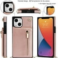 thumbnail image 4 of Crossbody Phone Case for iPhone 14 Plus Case with Card Holder for Women,iPhone 14 Plus Case Wallet with Strap Lanyard for Men,PU Leather Magnetic Clasp with Kickstand 6.7", Rosegold, 4 of 16