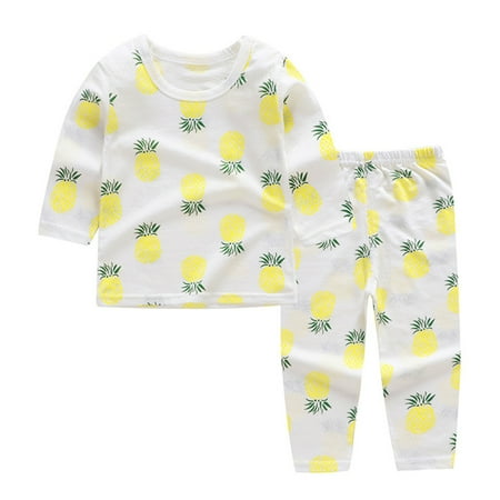 

Children s Boys Girls Pajamas Summer Thin Cotton Soft Comfy Sleepwear Clothes Set For Home Pineapple 100cm