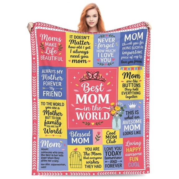 Mom Birthday Gift Blanket, Mom Gifts, Gifts for Moms from Daughter or Son, Mama Mother Gifts, Best Mom Ever Gift, Valentine's Day and Mother's Day Gift 50x40