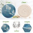 thumbnail image 2 of 6 Pcs Drink Coasters with Holder 3.94in Woven Coasters for Drinks Abstract Blue and White Butterfly Coaster Set for Protection Table, 2 of 7