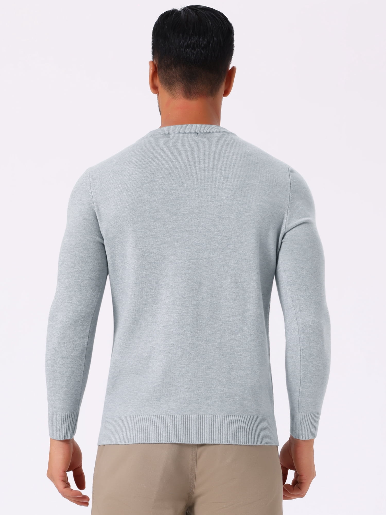 DARING DIVA Men's Long Sleeve V-Neck Solid Knitted Pullover Sweater XL Light Gray
