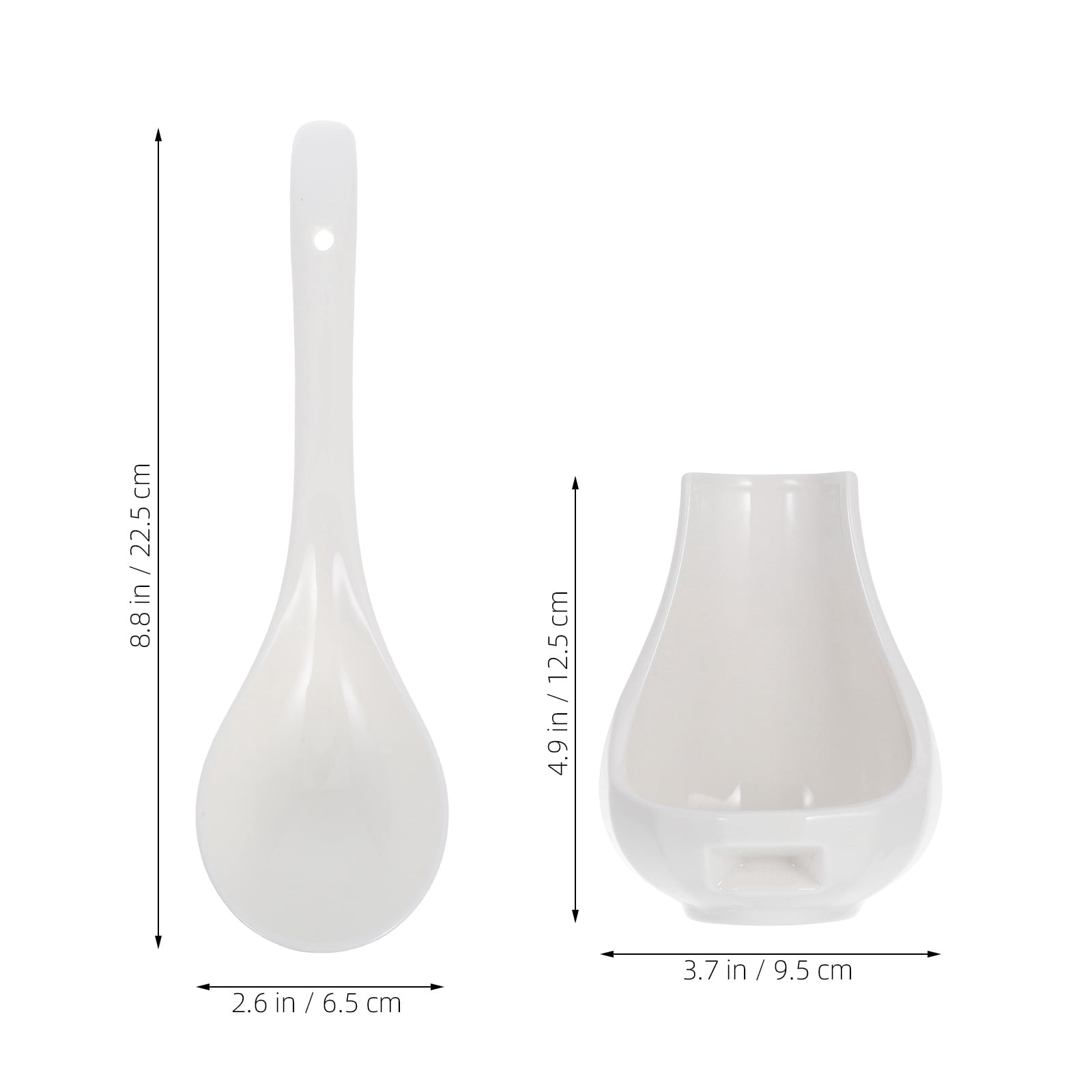 Pyramidti 1 Set Ceramic Ladle Soup Spoon Ladle Spoons Heavy Duty Deep Porcelain Spoon with Rest c