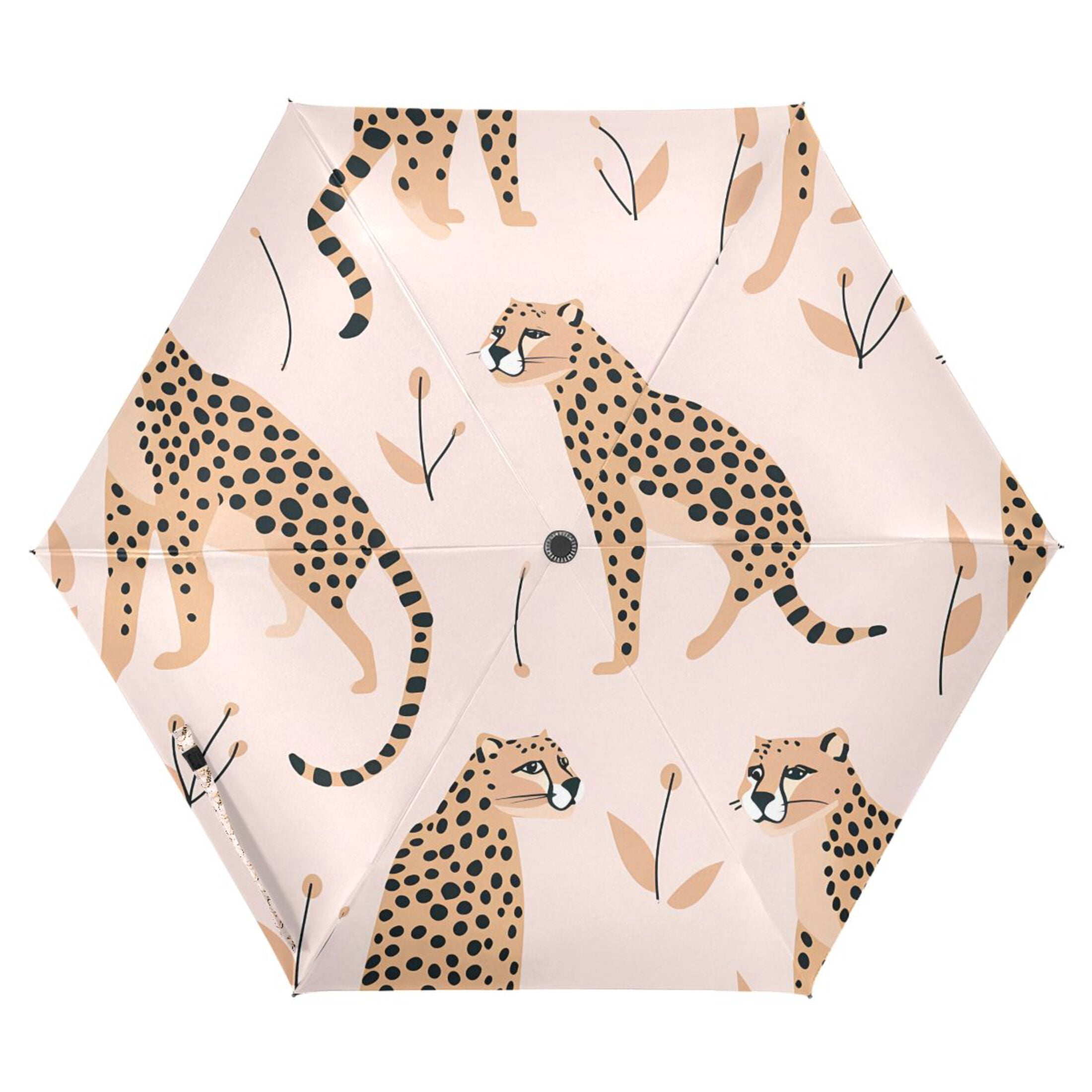 Cheetah Leopard Compact Sun Umbrella Windproof Travel Umbrellas for Rain Strong Portable UV Protection