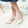 thumbnail image 4 of Miluxas Women's Mary Jane Heels Clearance Closed Toe Block Heel Round Toe Chunky High Heel Pumps White 7.5(40), 4 of 5
