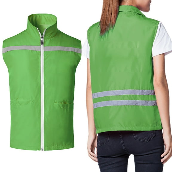Toptie Volunteer Supermarket Uniform Safety Vest Activity Event Vest with Reflective Stripes Slim Fit-LightGreen-M