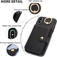 thumbnail image 3 of Allytechgroup iPhone XS Max Wallet Case, Ring Holder Stand Cards Slots Shockproof Retro Flip Back Cover Phone Case for Apple iPhone XS Max, Black, 3 of 8