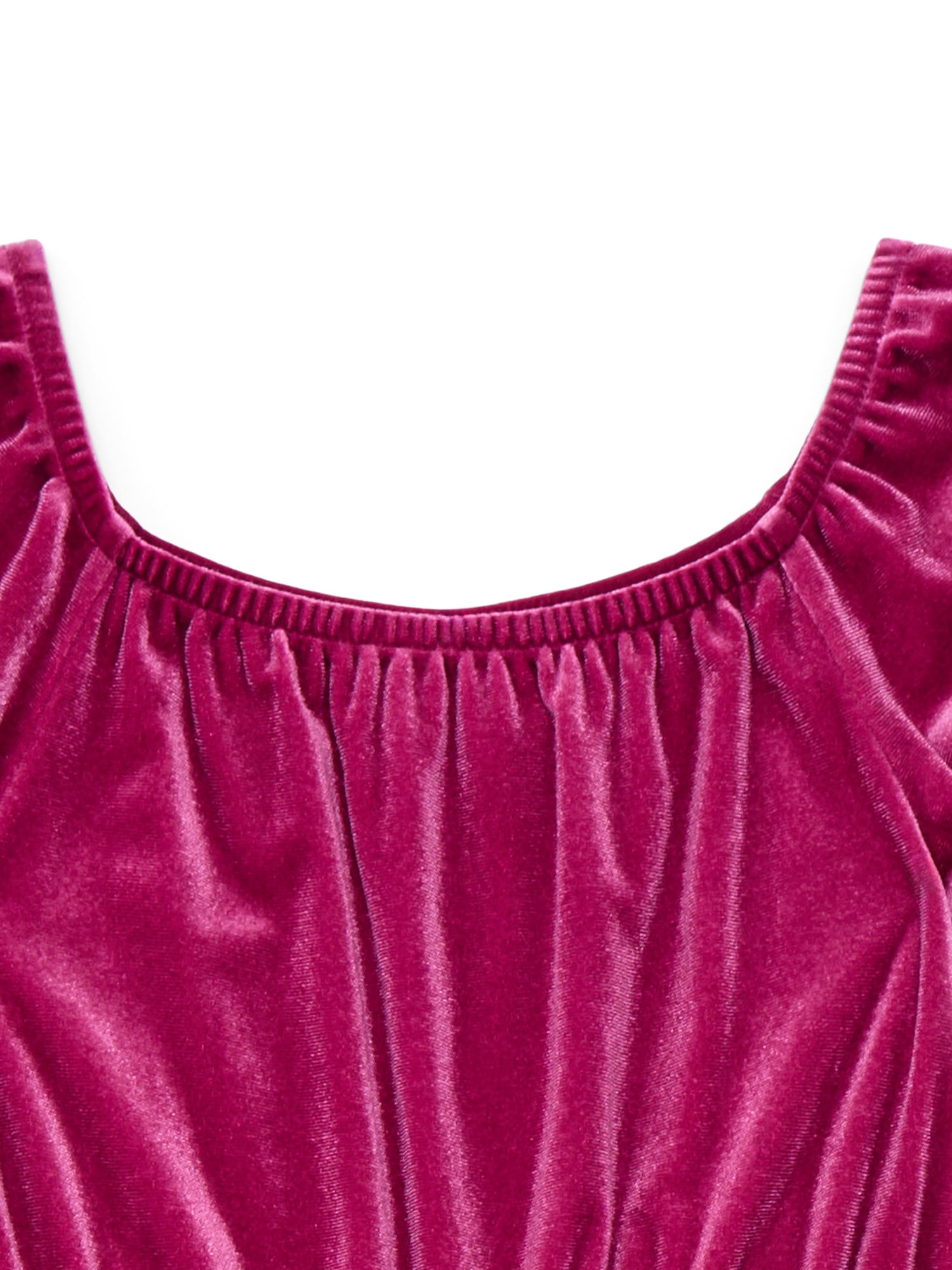 Wonder Nation Girls Velour Wide Leg Jumpsuit with Puff Sleeves, Sizes 4-18 & Plus