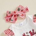 thumbnail image 5 of Cjfdfy Newborn Baby Girls Christmas Outfit My 1St Christmas Letter Print Romper With Plaid Pants Headband Three-piece Set Cute Christmas Fall Winter Clothes, 5 of 7