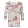 thumbnail image 5 of Leesechin Womens Shirts Clearance Fashion Printed Loose T-shirt 3/22 Sleeves Blouse Round Neck Casual Tops, 5 of 5
