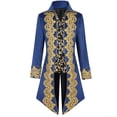thumbnail image 2 of Jinhomg Men's Plus Size Medieval Tailcoat Embroidery Vintage Gothic Steampunk Tuxedo Halloween Lapel Collar Buttons Long Coats, 2 of 6
