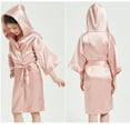 thumbnail image 2 of Youmylove Kid Girls Silky Kimono Robes Toddler Boys Girls Silk Satin Hooded Bathrobe Kimono Robes Nightgown Sleepwear Home Clothes 10-12 Years, 2 of 7