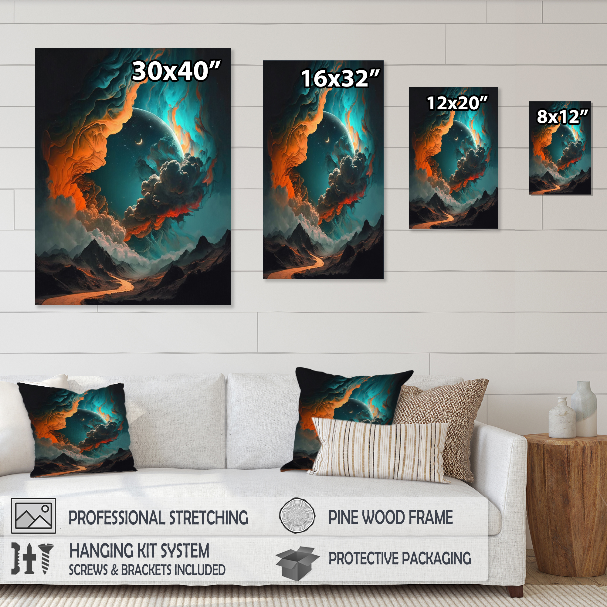 Designart Futuristic Landscape Clouds V Canvas Wall Art