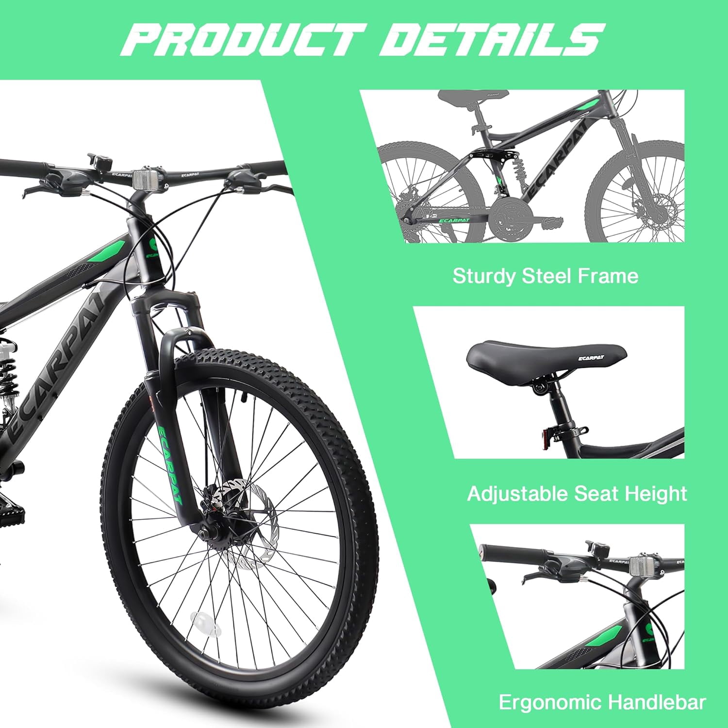 Ambifirner 24 Inch Adult Bike, 21 Speed Commuter Bicycle, Bicycle for Women and Men with High-Carbon Steel 24 Speed Mountain Urban Bike