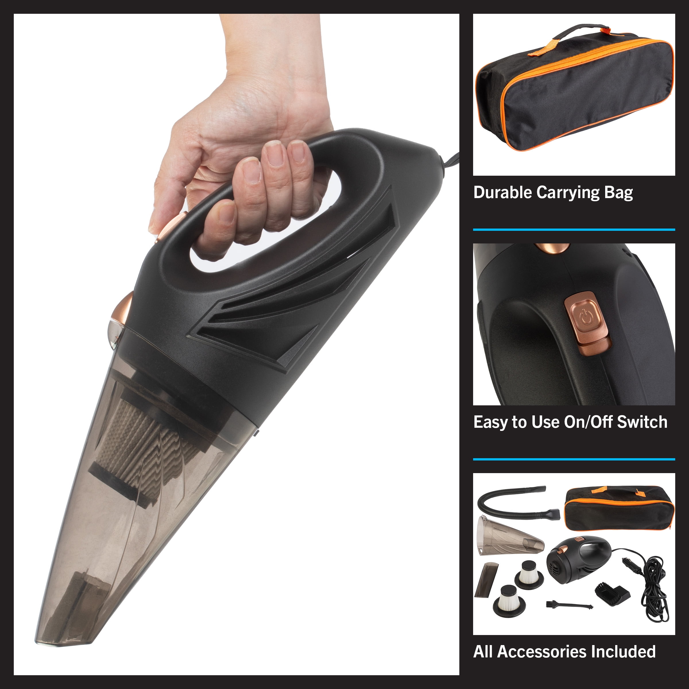 Stalwart 12V Car Vacuum with Detailing Attachments and 16ft AUX Cord