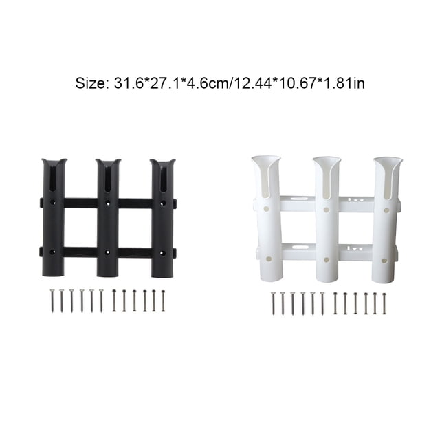 Fishing Rod Storage Holder Portable Bracket With Screws Vertical 3-link Boat Pole Rack Mount Professional Hands-free Tube Carrying Organizer White