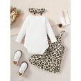 thumbnail image 3 of NZRVAWS Infant Baby Girl Outfit Set 18 Months Long Sleeve Romper Top and Suspender Leopard Print Skirt Set 24 Months Baby Girl Clothes, 3 of 6