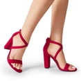 thumbnail image 5 of DREAM PAIRS 4 inch High Heels for Women Chunky Block Cross Strap Open Toe Dress Sandals for Wedding Bridal Evening Homecoming Prom, 5 of 6