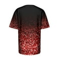 thumbnail image 5 of Plus Size Summer Clothes for Women Fashion Casual Ggradient Sequin Print Round Neck Loose T Shirt Top Ladies Workout Tees Womens Casual V Neck Shirts Long Sleeve Lingerie Top Cool Red L, 5 of 5