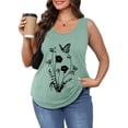 thumbnail image 6 of Tiqkatyck Tank Tops for Women Trendy Women's 2025 Chic Round Neck Short Sleeve Shirts 2D Printed Casual Loose Fit Vest Sleeveless Tunic Tops Summer Tops for Women Mint Green XXXL, 6 of 7