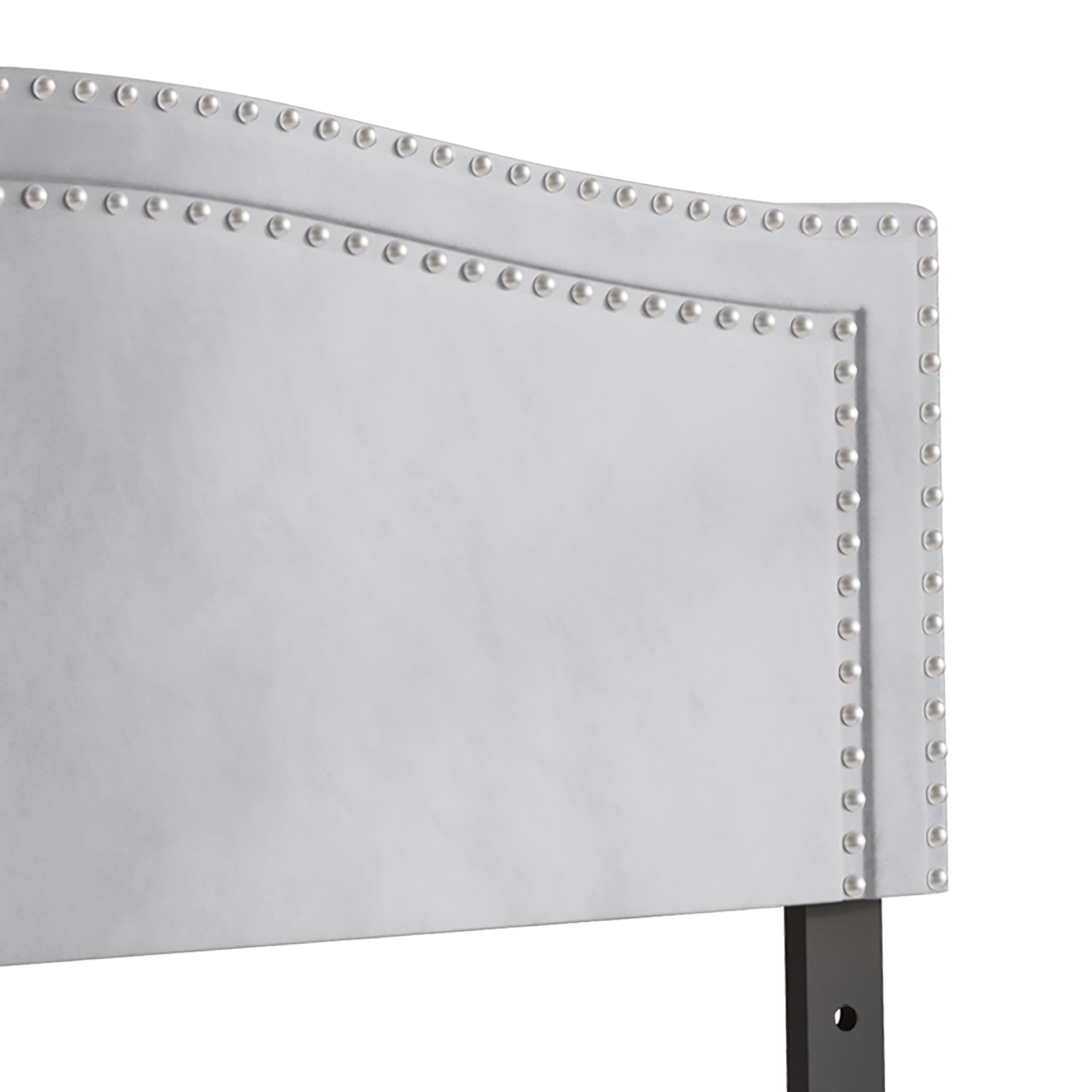 Castle Place Upholstered Nailhead Trimmed Headboard, Silver Grey Velvet, Full
