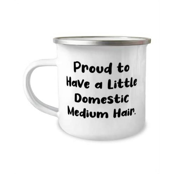Unique Idea Domestic Mediumhair Cat, Proud to Have a Little Domestic Medium Hair, Sarcasm 12oz Camper Mug For Cat Lovers From Friends