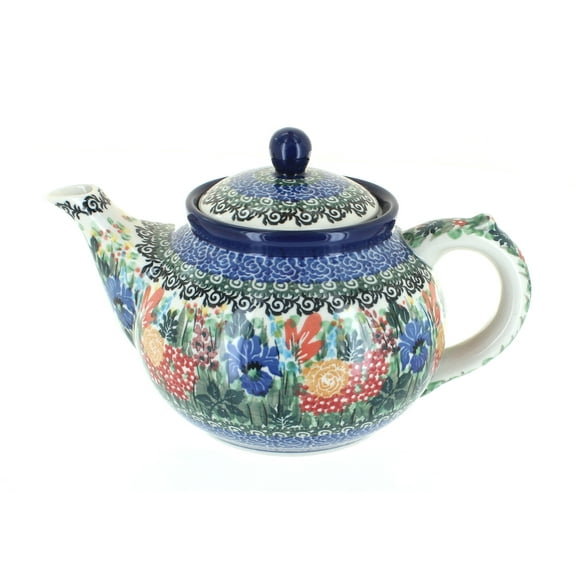 Blue Rose Polish Pottery Summer Blooms Medium Teapot